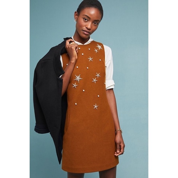 Anthropologie Mignon Doo Wool Starry Shift Dress - Picture 1 of 9